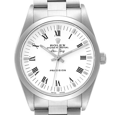 Rolex Air King 34mm White Roman Dial Domed Bezel Mens 